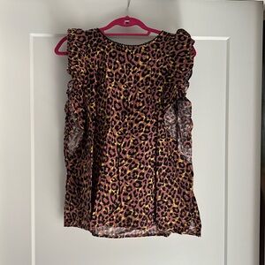LOFT Leopard Print Blouse - Pink and Black